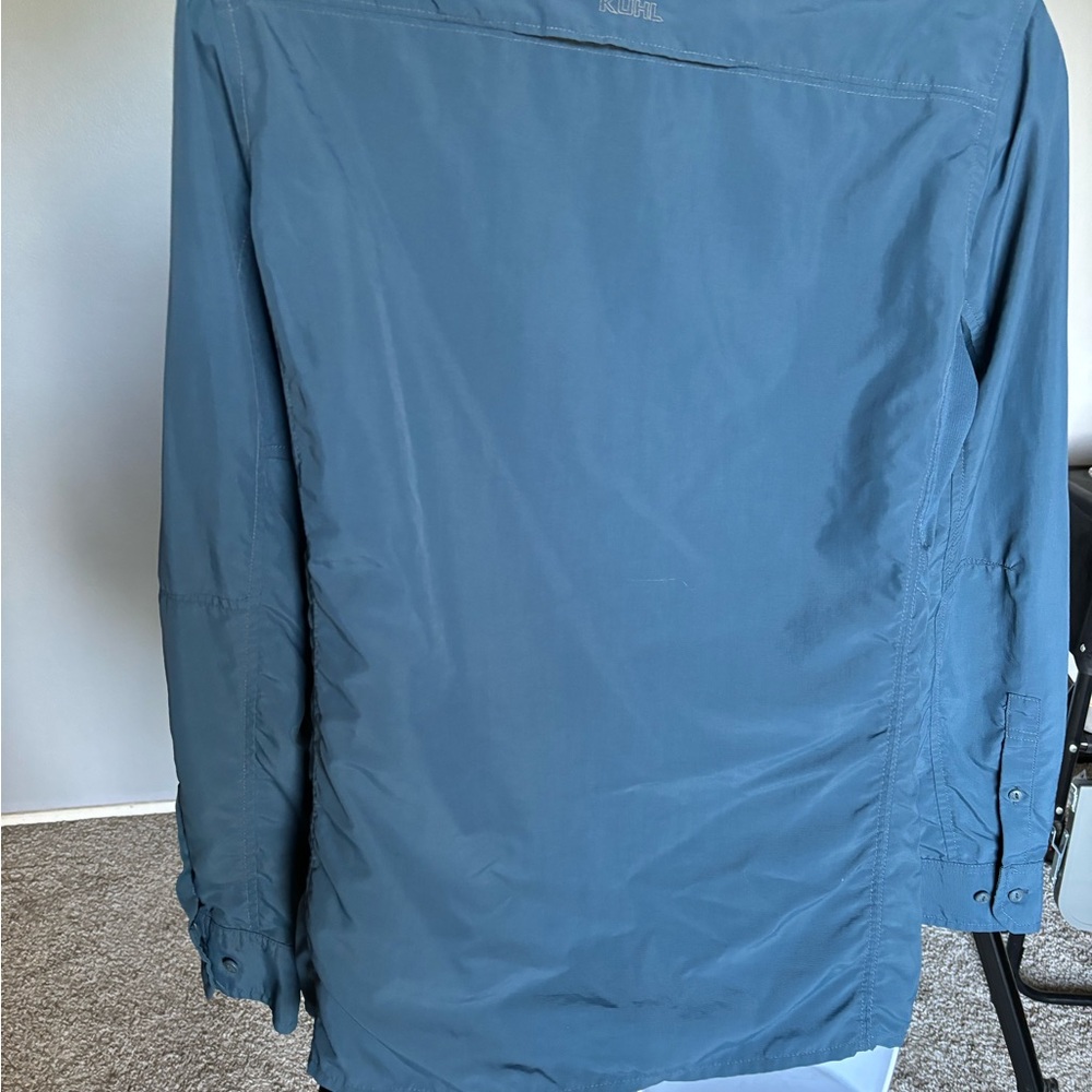KÜHL Women’s L “Born in the Mountains” Outdoor Shirt Roll Tab Sleeve Vented blue - Picture 4 of 9